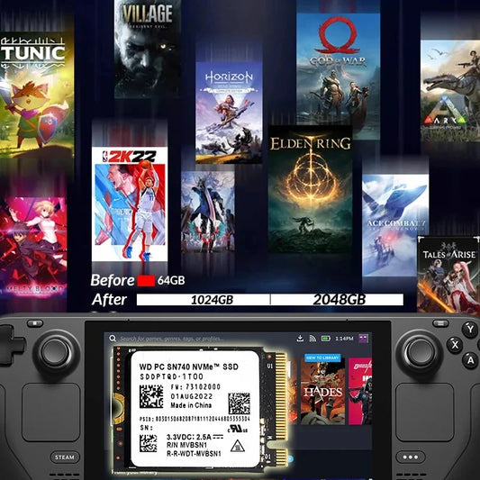 WD SN740 SN5000S M.2 2230 SSD 2TB 1TB 256GB NVMe PCIe Gen4 x4 For Microsoft Surface Pro X Laptop 3 Steam Deck