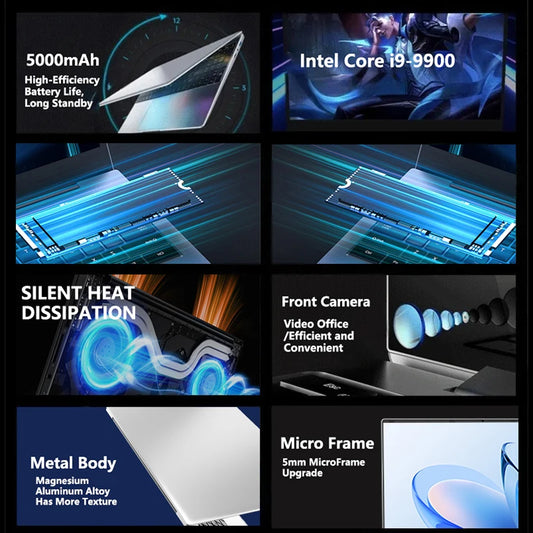 LENO 2025 ordinateur portable professionnel 15.6 ''Windows 11 Intel i9-9900 32GB RAM 2 to SSD ordinateur portable déverrouillage par empreinte digitale ordinateur portable de bureau