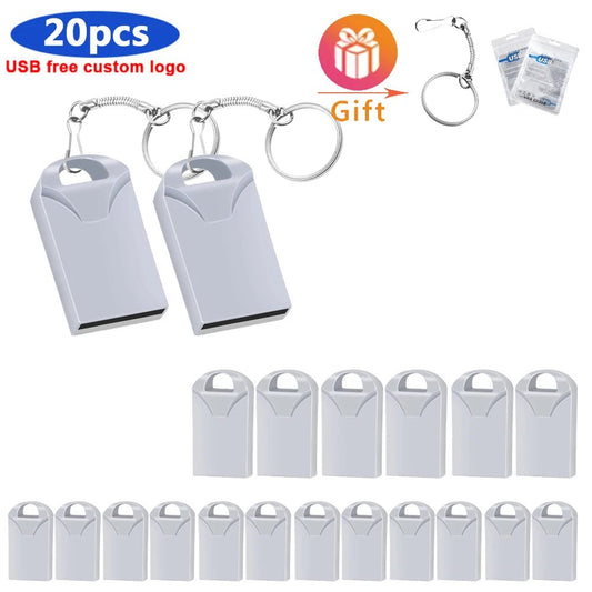 20pcs/lot Custom Logo Metal USB 2.0 Flash Drive Pendrive 64GB 34GB 16GB 8GB 4GB Pen Drive Cle USB on Key Memory For Wedding Gift - GadgetsPerformance