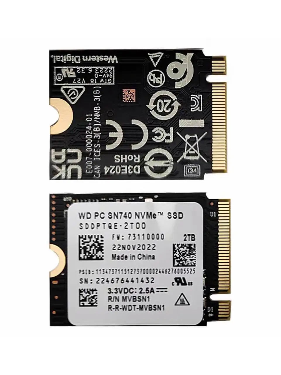 WD SN740 SN5000S M.2 2230 SSD 2TB 1TB 256GB NVMe PCIe Gen4 x4 For Microsoft Surface Pro X Laptop 3 Steam Deck