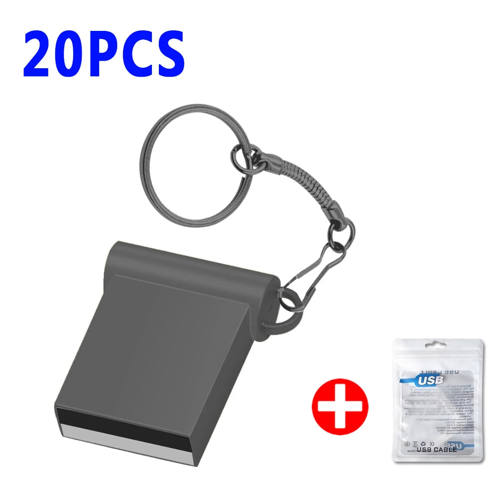 20pcs/lot Custom Logo Metal USB 2.0 Flash Drive Pendrive 64GB 34GB 16GB 8GB 4GB Pen Drive Cle USB on Key Memory For Wedding Gift