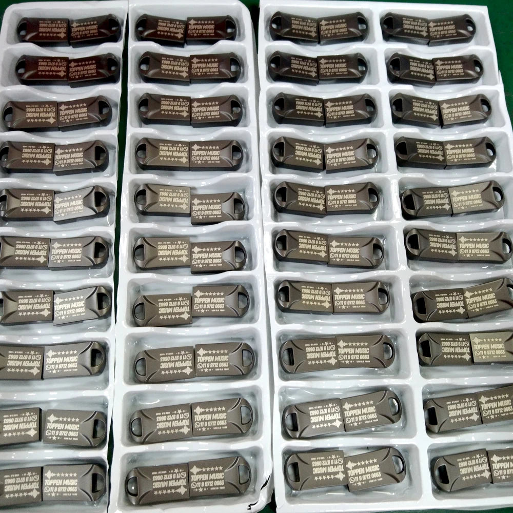 20pcs/lot Custom Logo Metal USB 2.0 Flash Drive Pendrive 64GB 34GB 16GB 8GB 4GB Pen Drive Cle USB on Key Memory For Wedding Gift