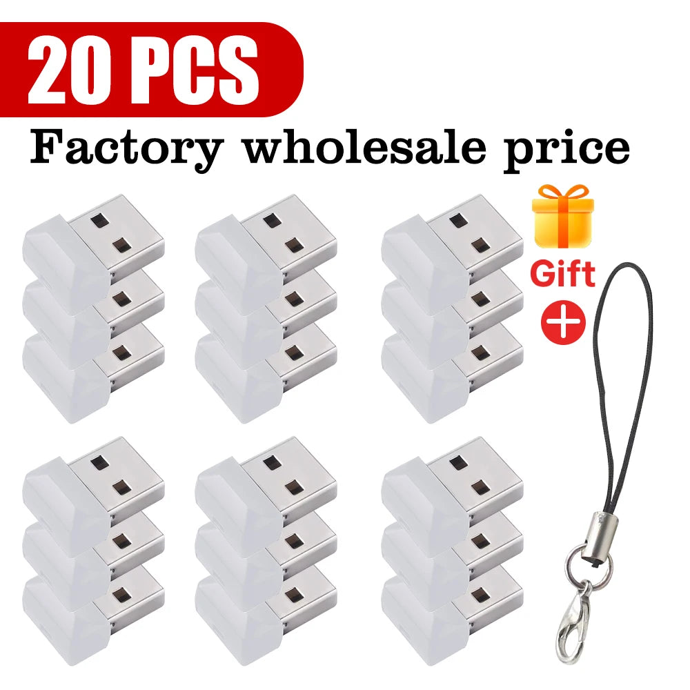 20pcs/lot Custom Logo Metal USB 2.0 Flash Drive Pendrive 64GB 34GB 16GB 8GB 4GB Pen Drive Cle USB on Key Memory For Wedding Gift