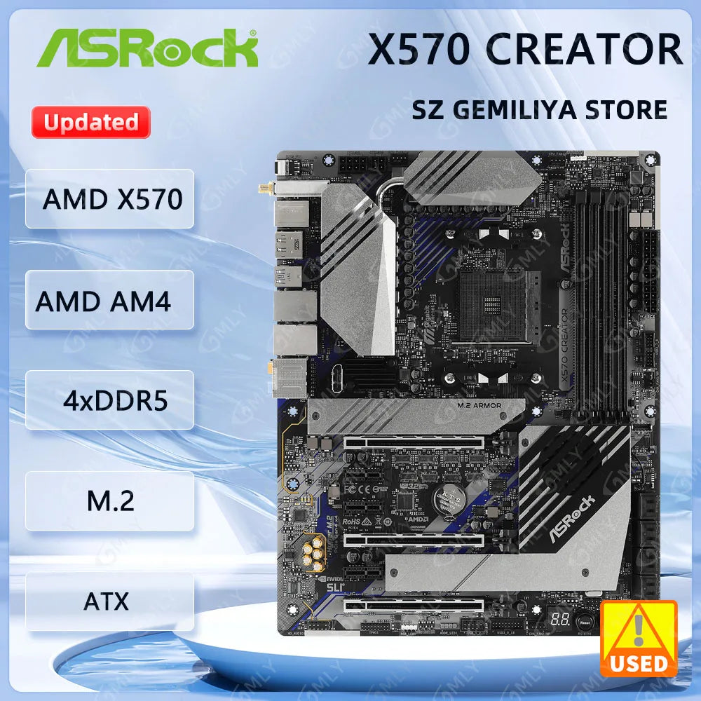 ASROCK X570 Motherboard X570 Creator Socket AM4 DDR4 128GB supports 5700 5900 5600 3400 4300 2600 3800 cpu ATX M.2