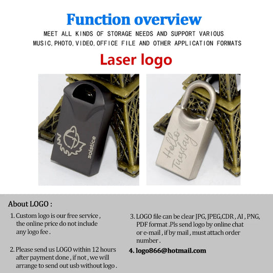 20pcs/lot Custom Logo Metal USB 2.0 Flash Drive Pendrive 64GB 34GB 16GB 8GB 4GB Pen Drive Cle USB on Key Memory For Wedding Gift