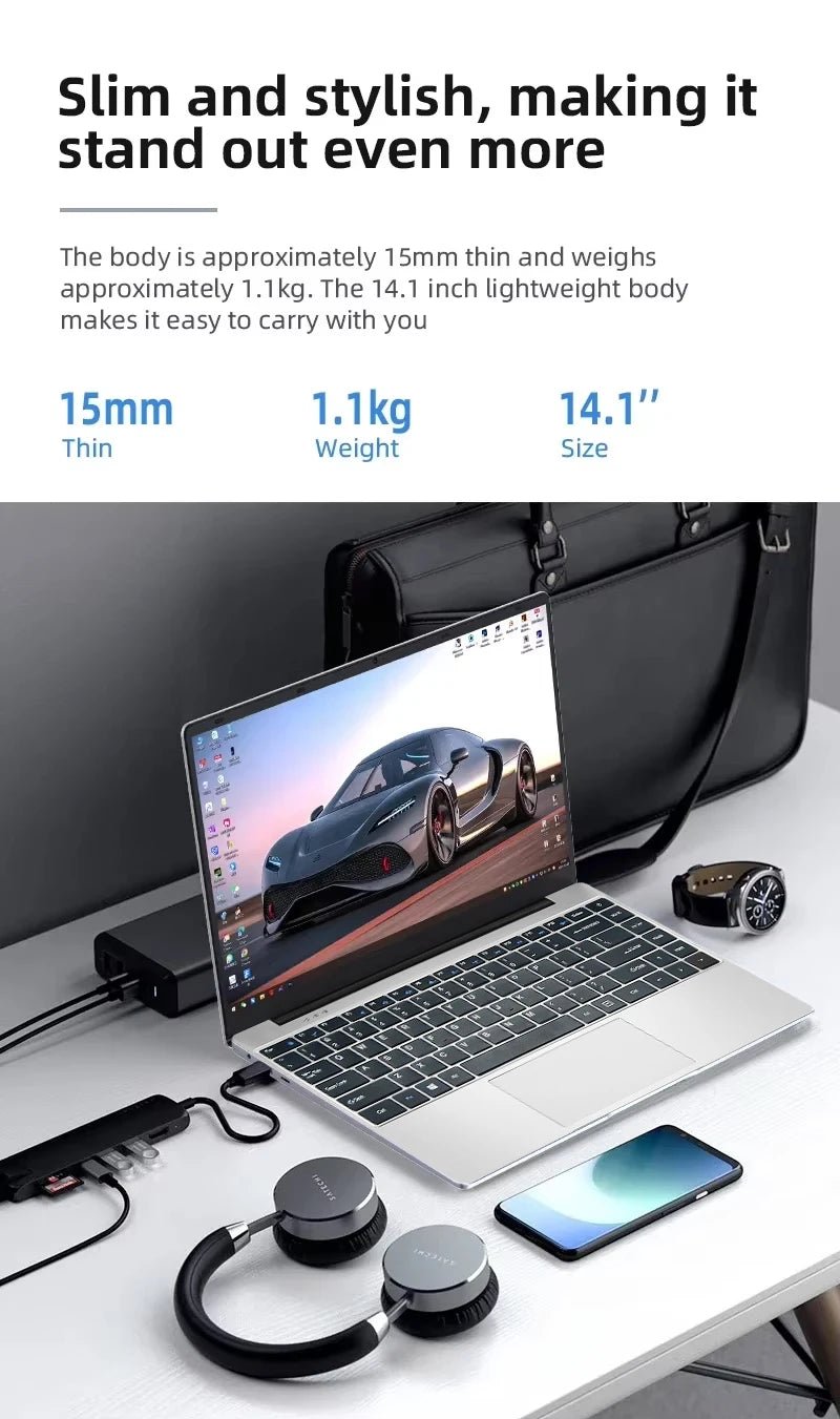 14.1 Ultra Slim Laptop: 12GB RAM, 2TB SSD, Windows11 - GadgetsPerformance